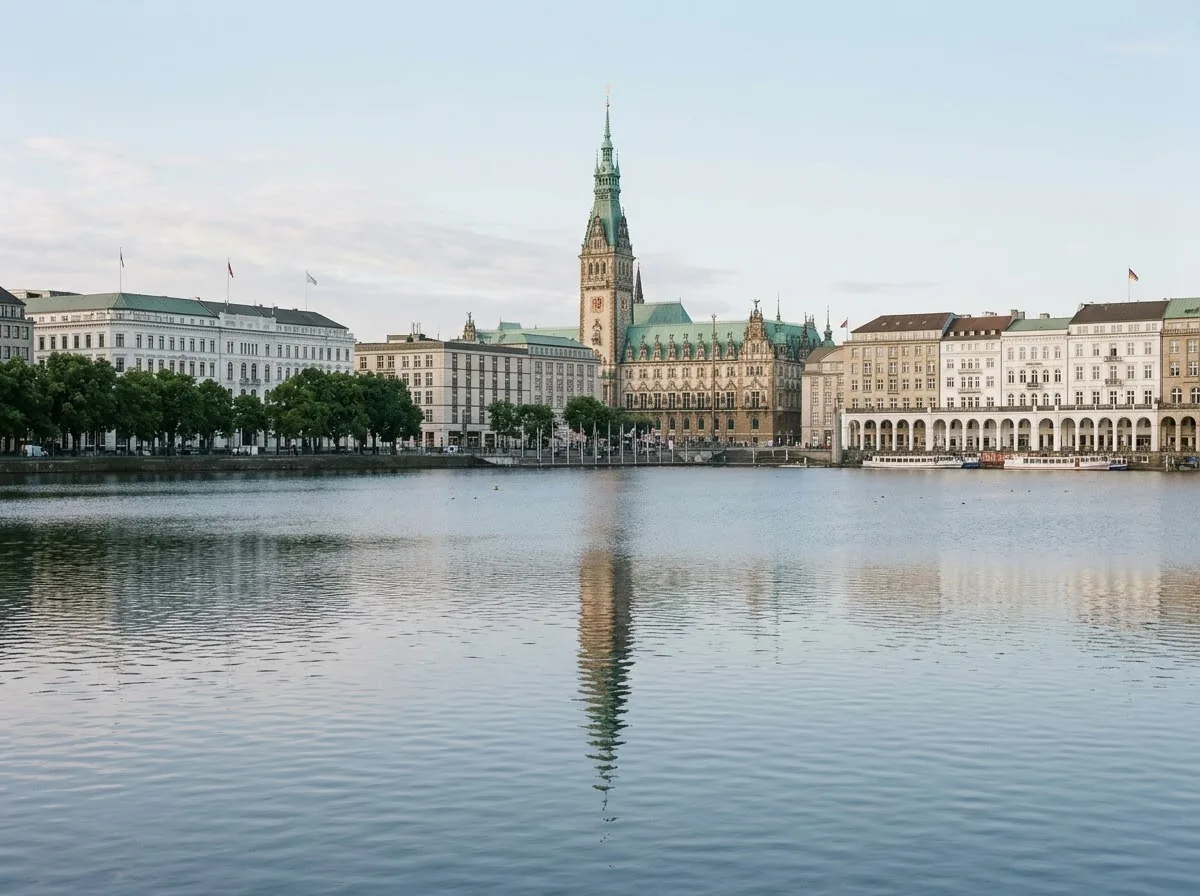 KI-generierte Ansicht der Binnenalster, Hamburg
